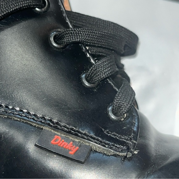 Dinky Kids Black leather vintage COMBAT ANKLE BOOTS,  SHOES lace up, boys size 5 - Picture 11 of 15